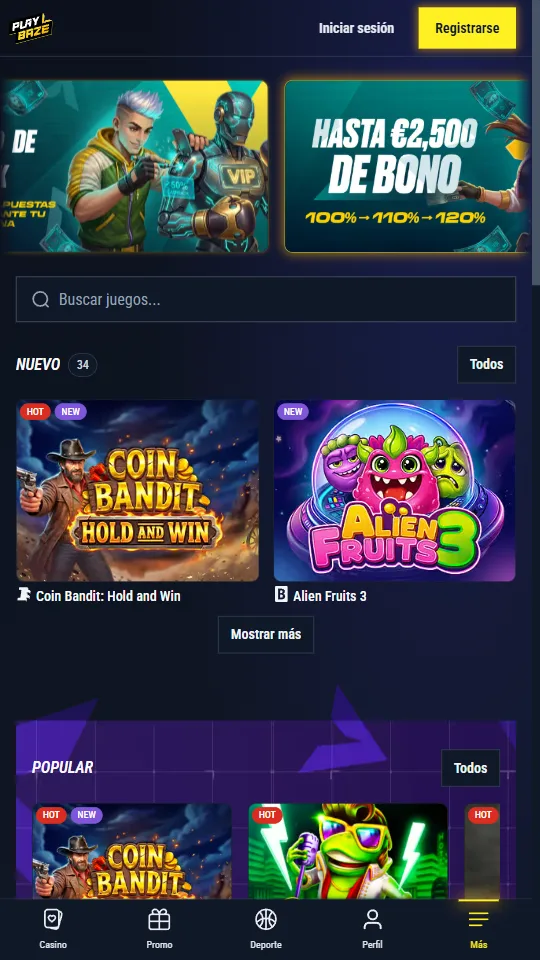 Casas de apuestas que no limitan: PlayBaze Portada móvil de PlayBaze, casa de apuestas que no limita a los ganadores